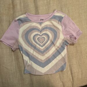 PacSun Heart Pattern Crop Top - Purple and Blue
